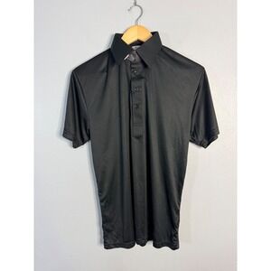 Collars & Co.‎ Mens Black Short Sleeve Dress Collar Polo Shirt Size Small